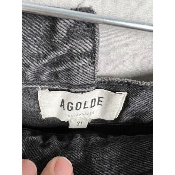 AGOLDE Criss Cross High Rise Straight Jeans in Shambles Black Distressed 31 - Picture 6 of 9